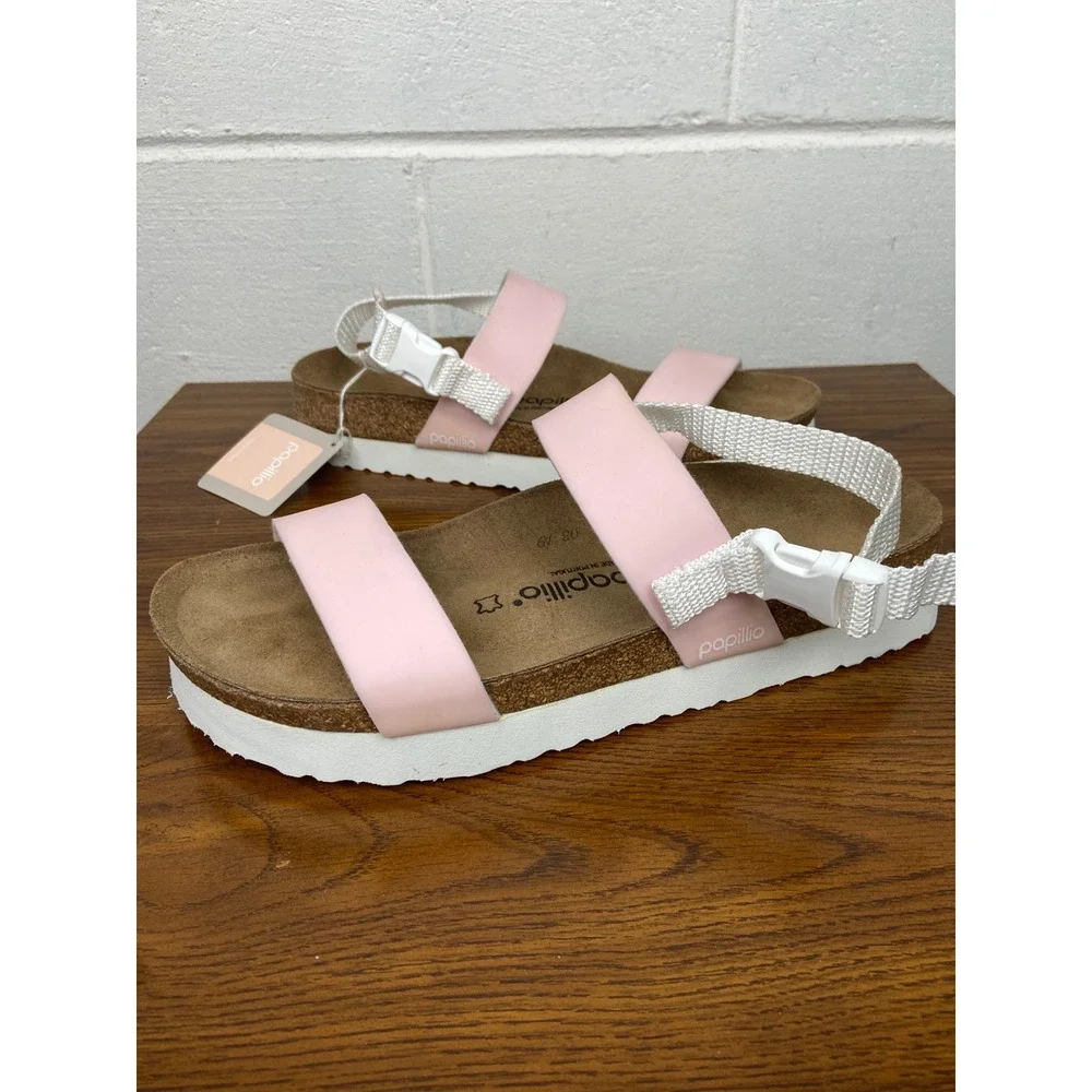 NIB Papillio Cameron Pop Platform Sandals Pastel‎ Pink Adjustable US M10 Narrow